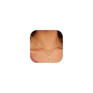 Zalcon Gold Layered Cross Necklace for Women Non Tarnish Gold Stack Cross Necklaces Jewelry for Women