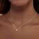 Zeffy Silver Dainty Pendant Necklace Simple Silver CZ Diamond Choker 162 Extender Perfect for Women