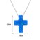 ZS Blue Opal Cross Pendant Choker Necklace Sterling Silver Charming Collar Necklace Blue