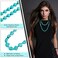 Henoyso 2 Pcs Turquoise Beads Jewelry Necklace 475 Inch Long Endless Necklace Multi Strand Layer Knotted Homemade Fresh Style
