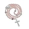 SALOMOCA 8mm Pink Pearl Beads Catholic Rosary Large Ceramics Bead Rosary Silver Beaded String Necklace Miraculous Medal Crucifix Cross Gift for Women First Communion Confirmation Baptism Wedding Gift