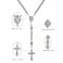 SALOMOCA 8mm Pink Pearl Beads Catholic Rosary Large Ceramics Bead Rosary Silver Beaded String Necklace Miraculous Medal Crucifix Cross Gift for Women First Communion Confirmation Baptism Wedding Gift