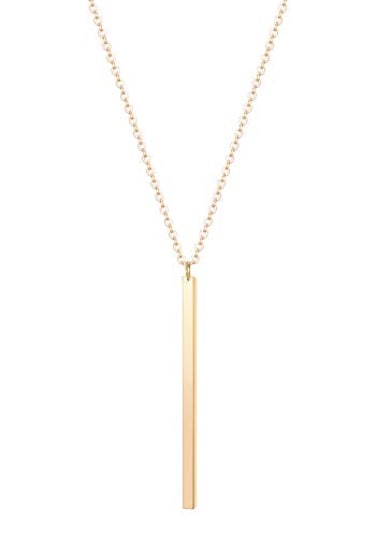 CULOVITY Simple Bar Pendant Necklace Long Lariat Chain for Women 24 Pendant 35 Chain 1Pcs