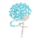 Nazareth Store Catholic Rosary Necklace Blue Cat Eye Stone Prayer Beads with Silver Crucifix 5 Decade Rosary for Daily Meditation or Gift