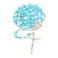Nazareth Store Catholic Rosary Necklace Blue Cat Eye Stone Prayer Beads with Silver Crucifix 5 Decade Rosary for Daily Meditation or Gift