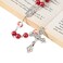 Nazareth Store Pearl Beads Rosary White Flowers Beaded Necklace Lourdes Medal Cross Crucifix Red