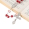 Nazareth Store Pearl Beads Rosary White Flowers Beaded Necklace Lourdes Medal Cross Crucifix Red