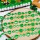EOBOH 12PCS St Patricks Day Accessories Shamrock Green Beads St Patricks Day Necklace Irish Saint Patricks Day Necklace Bulk St Patricks Day 4 Leaf Clover Decorations for Parade Party Supplies
