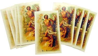Westmon Works St Sebastian Holy Card Wallet Sized Bulk Pack with Saint Prayer for Athletes Women or Men Set of 10