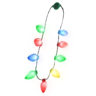Windy City Novelties 4 Pack LED Light Up Christmas Bulb Necklace with 6 Dynamic Light Modes Flashing Holiday Accessory for Parties Parades Festive Events