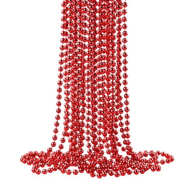 ZZYFGH 12 Pcs Red Bead Necklaces 33 Metallic Red Bead Necklace Bulk Valentine Necklace Mardi for Valentines Wedding Birthday Mardi Gras Decorations