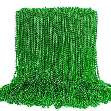 EOBOH 100PCS St Patricks Day Accessories Green St Patricks Day Beads Necklace 33 Round Beads Irish Saint Patricks Necklaces Costume Bulk Parade Throw Accessories for Wedding Birthday St Patricks Decor