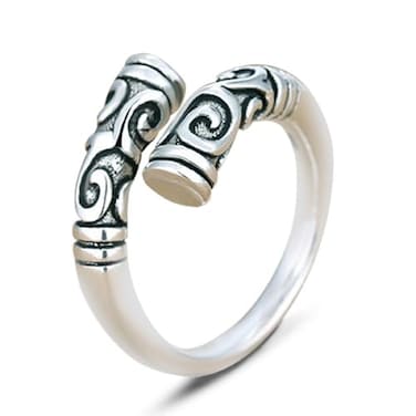 chakrit Vintage Gold Hoop Stick Thai Silver Opening Adjustable Ring for Women Men Jewelry