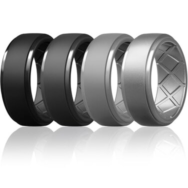 Egnaro Mens Silicone Rings 10mm Wide 25mm Thick Rubber Wedding Bands Multipack 147 Breathable Comfort Fit For Workout