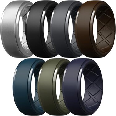 Egnaro Mens Silicone Rings 10mm Wide 25mm Thick Rubber Wedding Bands Multipack 147 Breathable Comfort Fit For Workout