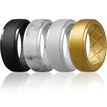Egnaro Mens Silicone Rings 10mm Wide 25mm Thick Rubber Wedding Bands Multipack 147 Breathable Comfort Fit For Workout