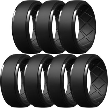 Egnaro Mens Silicone Rings 10mm Wide 25mm Thick Rubber Wedding Bands Multipack 147 Breathable Comfort Fit For Workout
