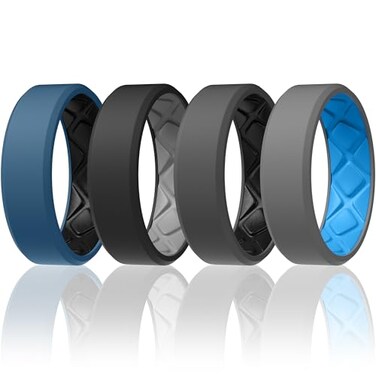 Egnaro Mens Silicone Rings 75mm Wide 25mm Thick Rubber Bands For Him Ergonomic Beveled Edge Two Tone Waterproof Workout Accessories