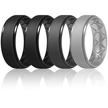 Egnaro Mens Silicone Wedding Rings 85mm Wide 2mm Thick Breathable Inner Arc Rubber Bands Hypoallergenic Flexible Rings for Gym Work Construction Electrical Outdoor Gift for Men 17 Pack