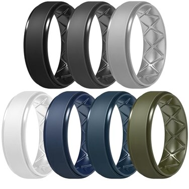 Egnaro Mens Silicone Wedding Rings 85mm Wide 2mm Thick Breathable Inner Arc Rubber Bands Hypoallergenic Flexible Rings for Gym Work Construction Electrical Outdoor Gift for Men 17 Pack