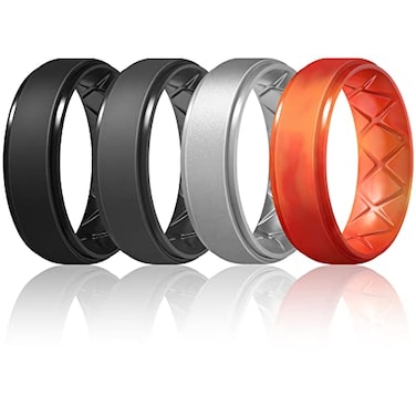 Egnaro Mens Silicone Wedding Rings 85mm Wide 2mm Thick Breathable Inner Arc Rubber Bands Hypoallergenic Flexible Rings for Gym Work Construction Electrical Outdoor Gift for Men 17 Pack