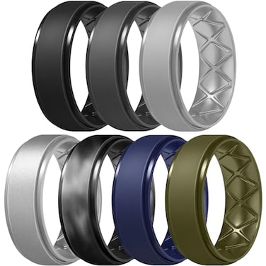 Egnaro Mens Silicone Wedding Rings 85mm Wide 2mm Thick Breathable Inner Arc Rubber Bands Hypoallergenic Flexible Rings for Gym Work Construction Electrical Outdoor Gift for Men 17 Pack