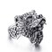 ELFASIO Stainless Steel Rings for Men Viking Bear Man Warrior Silver Titanium Biker Ring Charm Jewelry Size 10