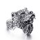 ELFASIO Stainless Steel Rings for Men Viking Bear Man Warrior Silver Titanium Biker Ring Charm Jewelry Size 10
