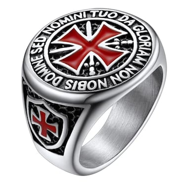 FaithHeart Freemason Knights Templar Rings Cool Signet Rings for Male Size 11