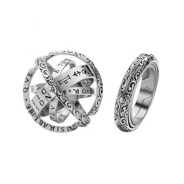 FORUBUS Astronomical Sphere Spinner Ring Astronomy Ball Cosmic Finger Ring for Astronomer Fans Student Museum Memorial Souvenirsilver 9