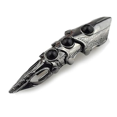 LARVOVUE Gothic Armor Full Joint Ring for Men Women Punk Cool Cosplay Party Knuckle Joint Finger Rings Black