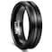 Greenpod 8mm Black Tungsten Wedding Band Ring for Men Grooved Center Brush Finish Comfort Fit Size 13