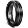 Greenpod 8mm Black Tungsten Wedding Band Ring for Men Grooved Center Brush Finish Comfort Fit Size 13