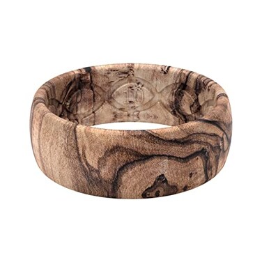 Groove Life Nomad Burled Walnut Silicone Ring Breathable Rubber Wedding Rings for Men Lifetime Coverage Unique Design Comfort Fit Ring Size 12