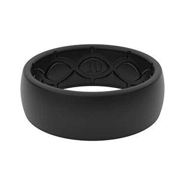 Groove Life Solid BlackBlack Ring Breathable Silicone Wedding Rings for Men Lifetime Coverage Unique Design Comfort Fit Ring Size 8