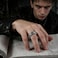 HZMAN Irregular Potholed Ring for Men Women Peculiar Stainless Steel Silver Ring Biker Wedding Cocktail Party Jewelry Silver 10