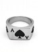 JAJAFOOK Mens Womens Stainless Steel Ring Poker Spade Ace Silver Black Sizes 614