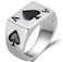 JAJAFOOK Mens Womens Stainless Steel Ring Poker Spade Ace Silver Black Sizes 614