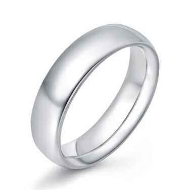 KAMASATO 6mm Stainless Steel Ring for Men High Polish Plain Dome Silver Wedding Band Comfort Fit Size 6