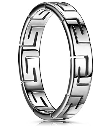 King Ring 4mm Greek Ring Viking Stainless Steel Band for Men Women Silver 8