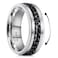 King Will Stainless Steel Mens Ring8mm Width Sliver Plated Spinner Ring with Black Chain 316L Stainless Steel Ring for Men Women with Stress Free Cool Wedding Band Comfort Fit Size 7