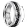 King Will Stainless Steel Mens Ring8mm Width Sliver Plated Spinner Ring with Black Chain 316L Stainless Steel Ring for Men Women with Stress Free Cool Wedding Band Comfort Fit Size 7