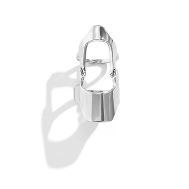 LARVOVUE Gothic Armor Full Joint Ring for Men Women Punk Cool Cosplay Party Knuckle Joint Finger Rings Silver 2 Style