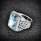 MASOP Big Large Blue Aquamarine Color Mens Stainless Steel Rings Wedding Mids Ring Silver Color Size 9