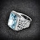 MASOP Big Large Blue Aquamarine Color Mens Stainless Steel Rings Wedding Mids Ring Silver Color Size 9