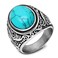 MYNENEY Retro Vintage Stone Rings for Men Turquoise Rings Stainless Steel Signet Biker Band blue 9