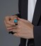 MYNENEY Retro Vintage Stone Rings for Men Turquoise Rings Stainless Steel Signet Biker Band blue 9