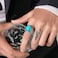 MYNENEY Retro Vintage Stone Rings for Men Turquoise Rings Stainless Steel Signet Biker Band blue 9
