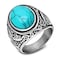 MYNENEY Retro Vintage Stone Rings for Men Turquoise Rings Stainless Steel Signet Biker Band blue 9