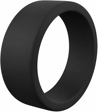 QALO Mens Rubber Ring Durable Comfortable Fit for Active Workouts 8mm Wide x 32mm Thick Band SkinFriendly Lightweight AllDay Wearable Mens Silicone Wedding Ring Black Size 11